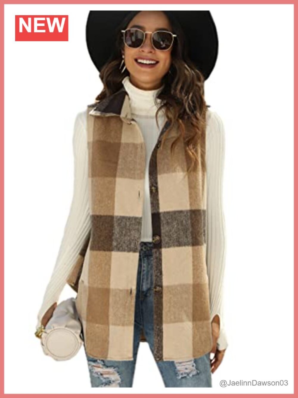 Flannel Plaid Vest Sleeveless Shacket Button Down Lapel